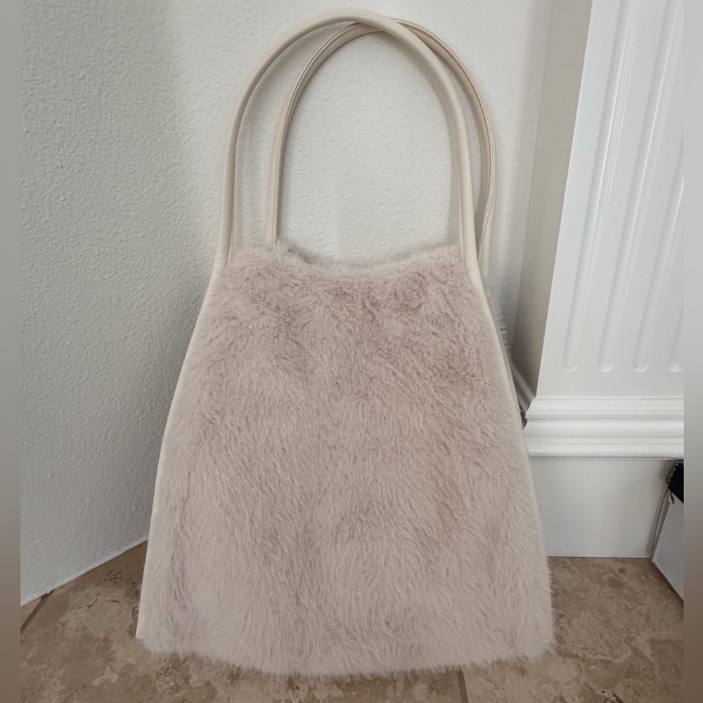 Victoria's Secret Plush Faux Fur Tote in Light Taupe